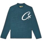 Corteiz C Starz Long sleeve Waffle Sweatshirt Green Teal