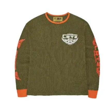 Corteiz Gasolina Waffle Sweatshirt Tonal Khaki/Burnt Orange