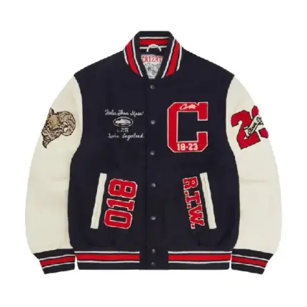 Corteiz Goat Varsity Jacket Navy