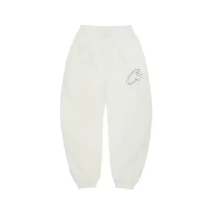 Corteiz Satin C Star Appliqué Joggers Off White