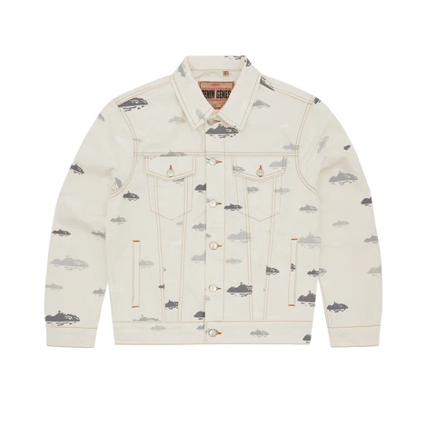 Corteiz ALCATRAZ PATTERN DENIM JACKET Cream