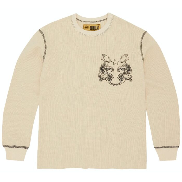 Corteiz Tiger Contrast Waffle Longsleeve Sweatshirt in Khaki